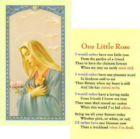 One Little Rose - Mary Holy Card