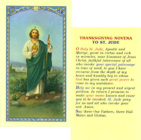 Saint Jude Thanksgiving Novena Holy Card