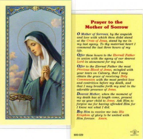 Mother of Sorrow Holy Card - 800-029