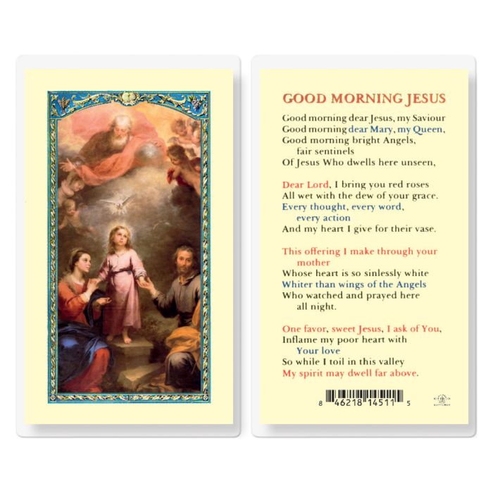 Holy Family Holy Card with Good Morning Jesus Prayer - 800-065