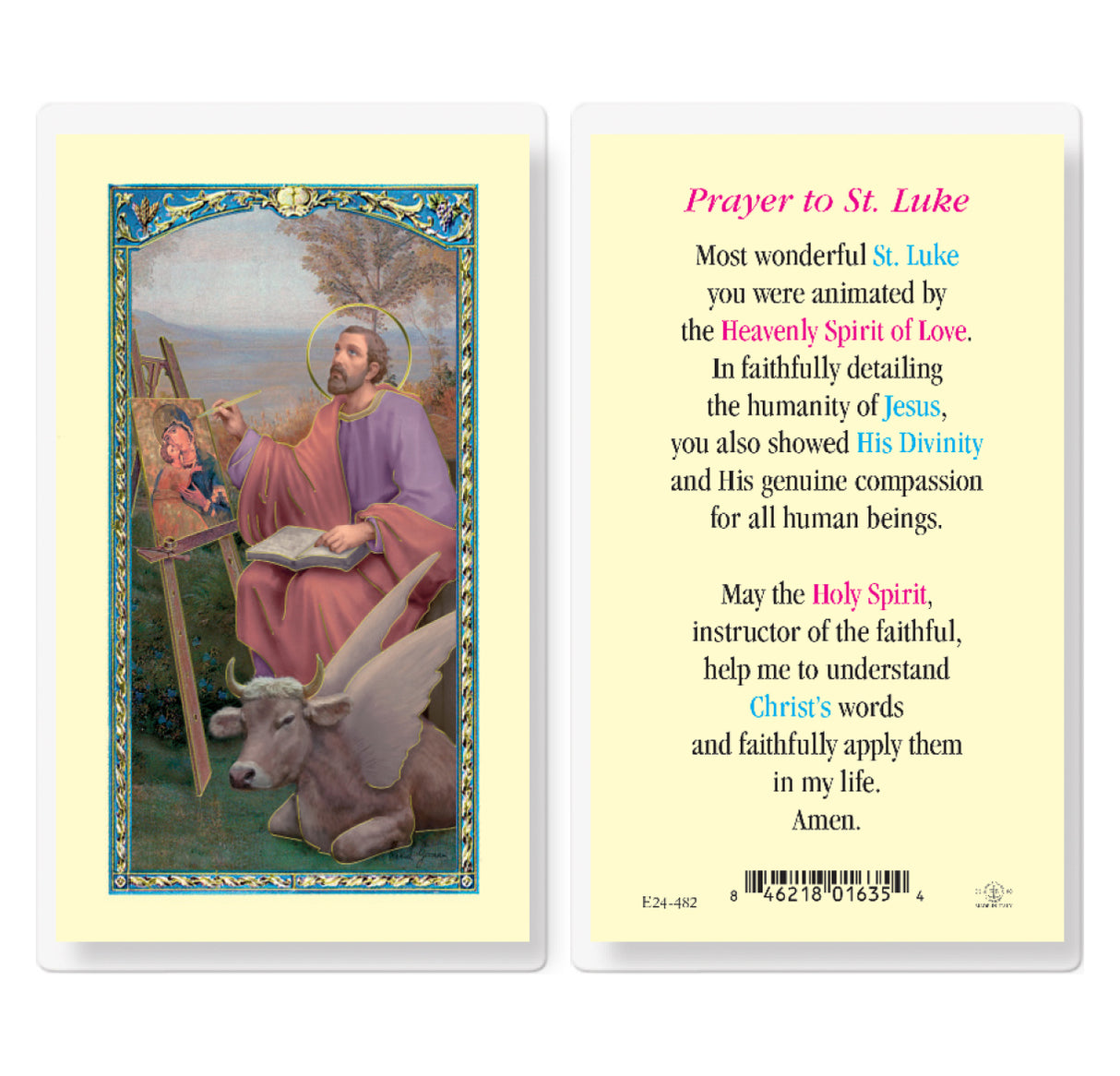 St. Luke the Evangelist Laminated Holy Cards