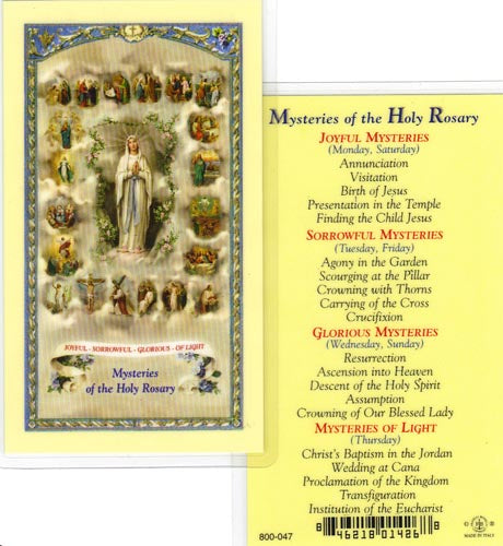 Mysteries of the Rosary Holy Cards - 800-206
