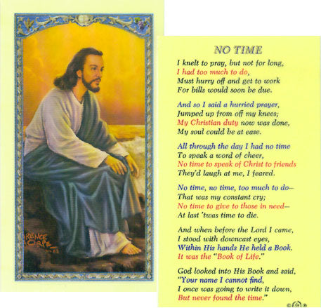 No Time Prayer Card with Jesus Image - 800-256