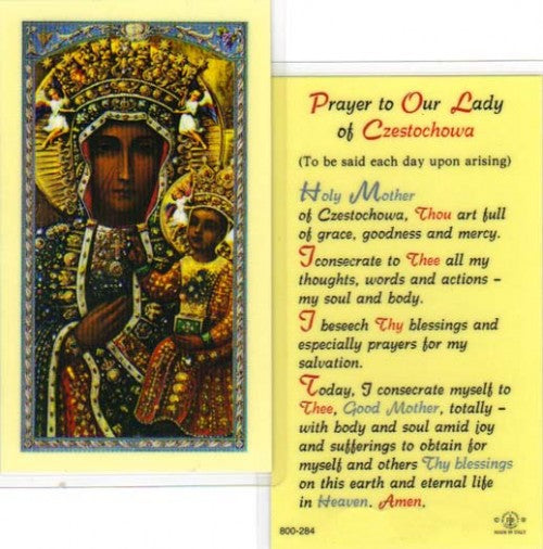 Our Lady of Czestochowa Holy Card (The Black Madonna Icon) 800-284