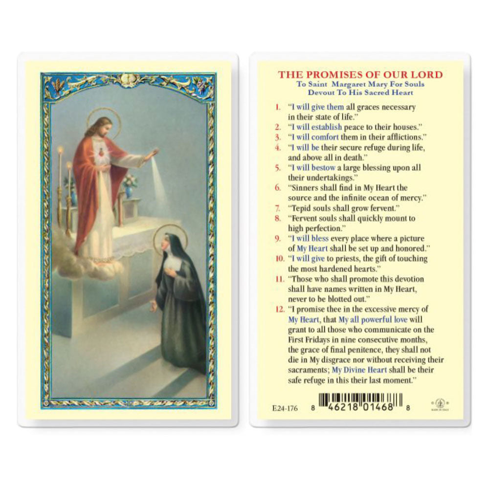Saint Margaret Mary Devotion to the Sacred Heart Holy Card with Promises