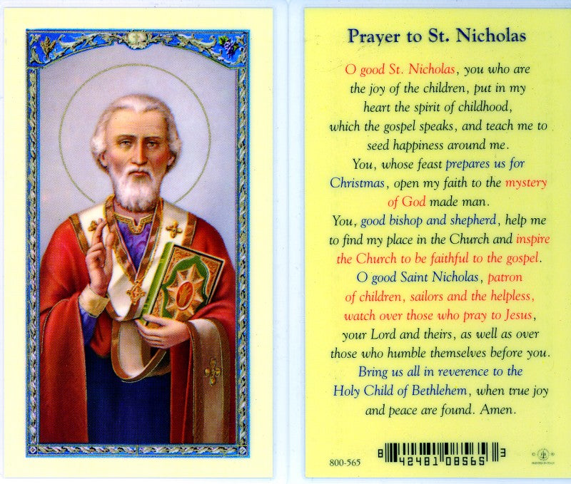 Saint Nicholas Holy Card with a Prayer to Prepare for Christmas - 800-565