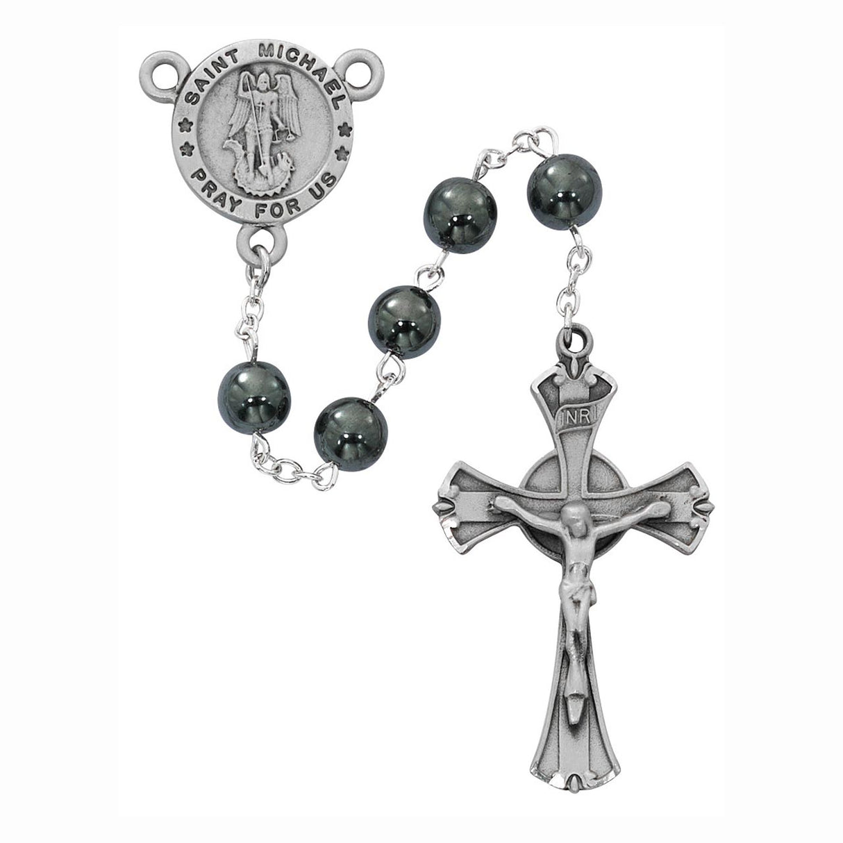 Real Hematite St Michael Rosary R879F