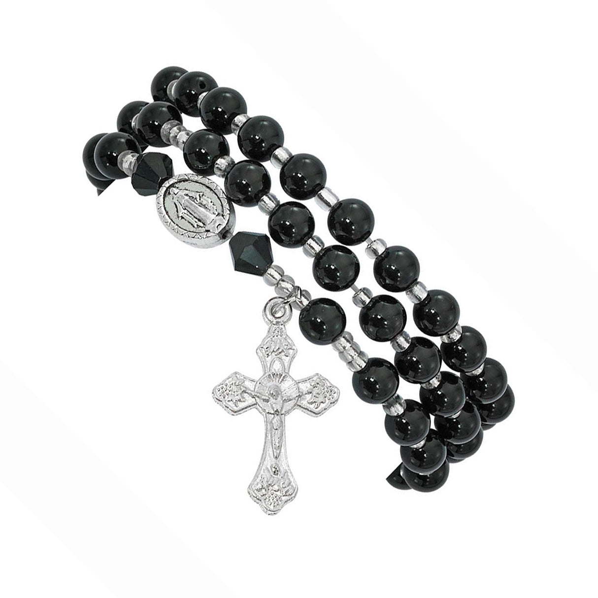 Black Agate Twistable Rosary Bracelet BR630C