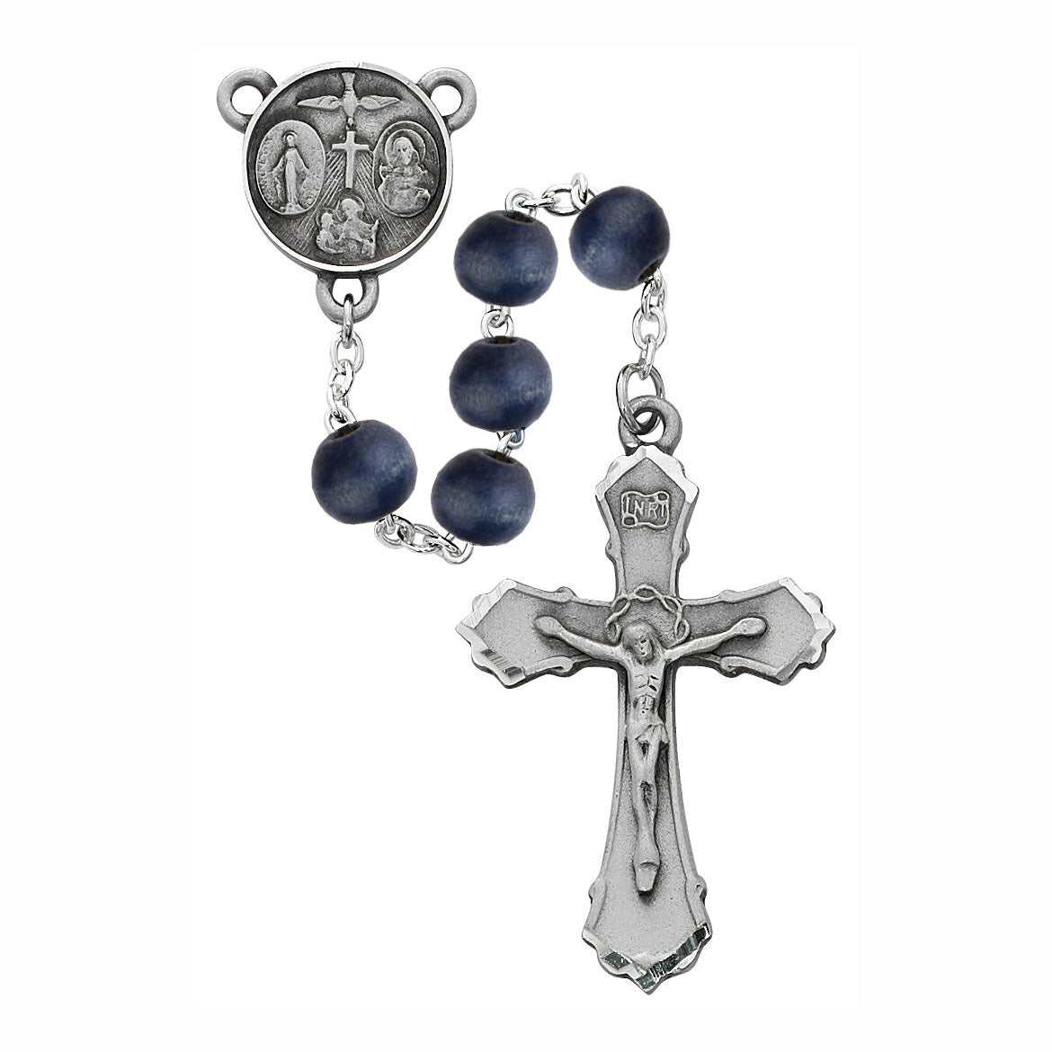 8mm Navy Blue Wood Rosary R703DF
