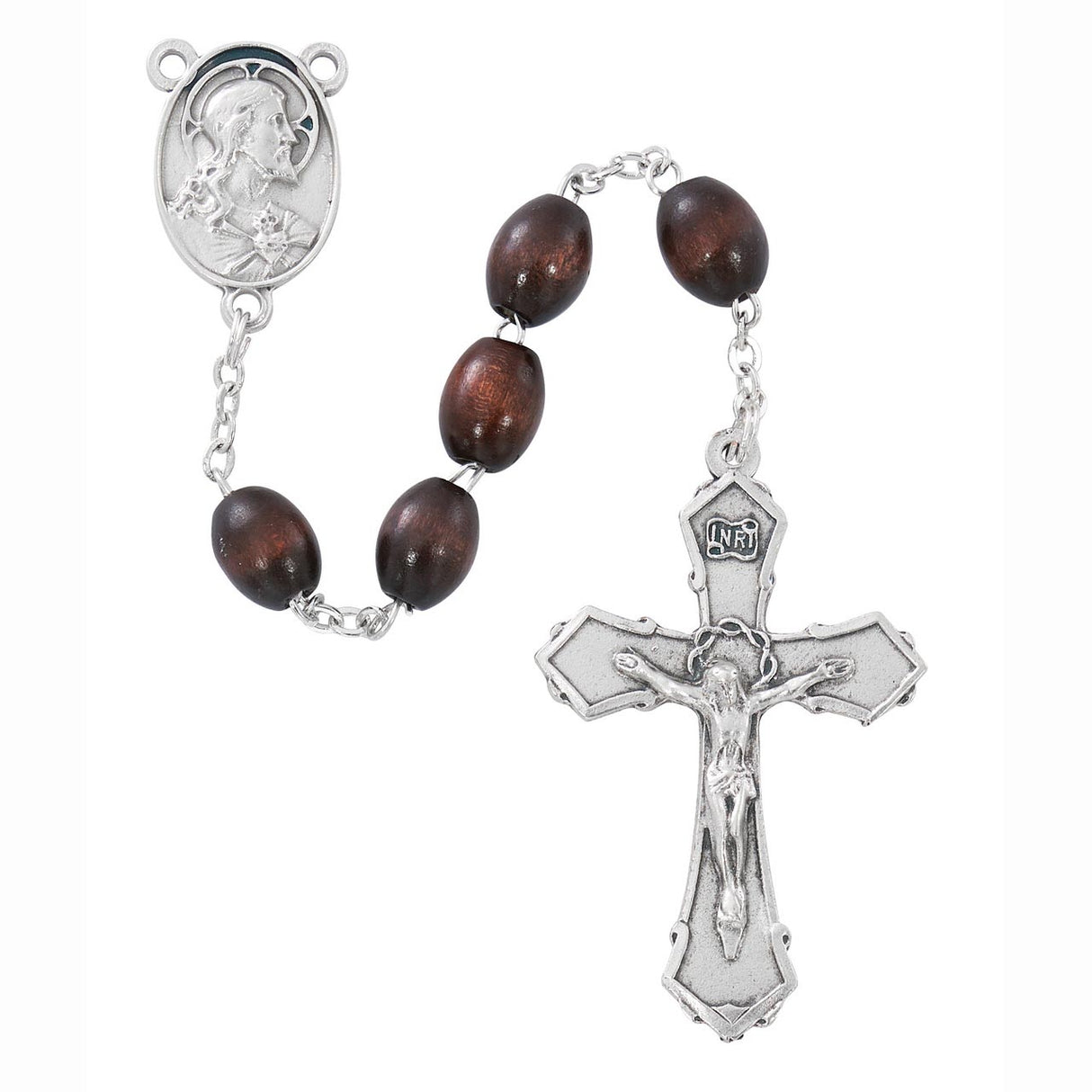 7mm Oval Brown Wood Rosary R902F