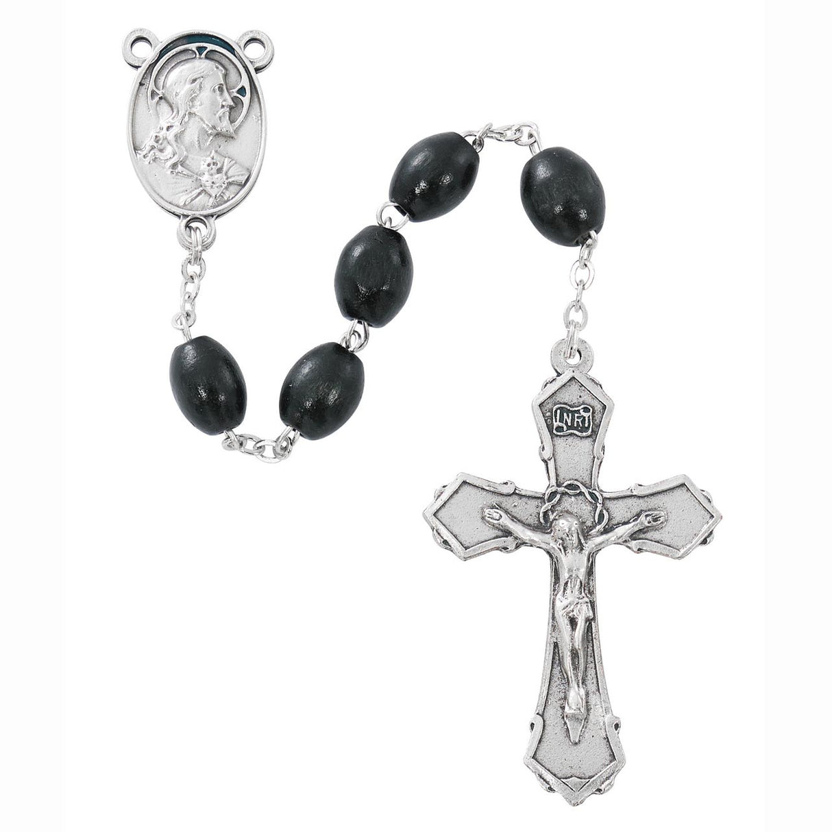 7mm Oval Black Wood Rosary R903F