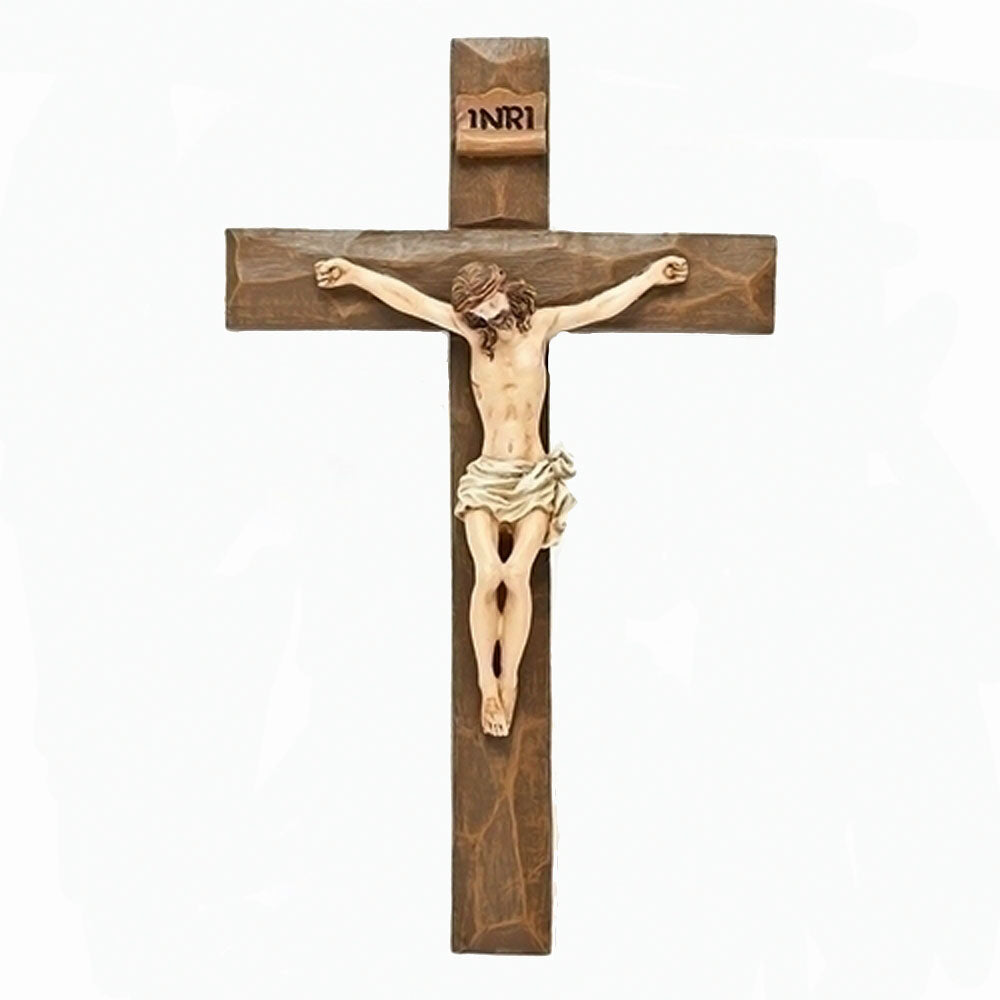 Driftwood Texture Resin Crucifix - 8 inches tall