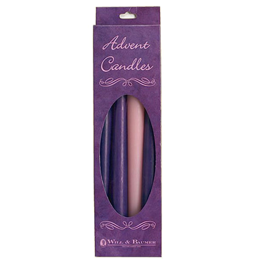 10x7/8 inch Will & Baumer Advent Candles in Pink & Purple 48021