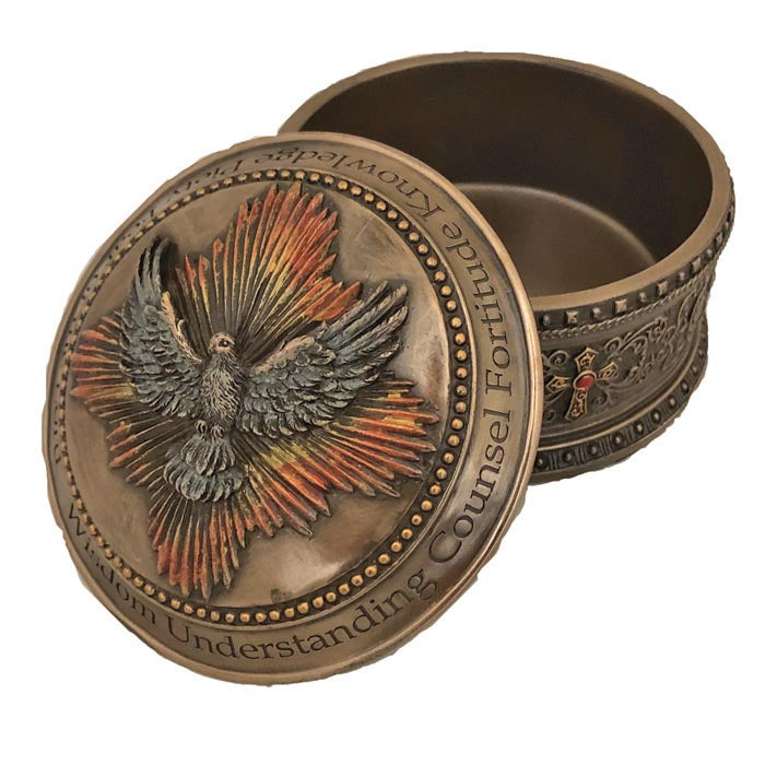 Cold-cast Bronze Holy Spirit Rosary or Keepsake Box