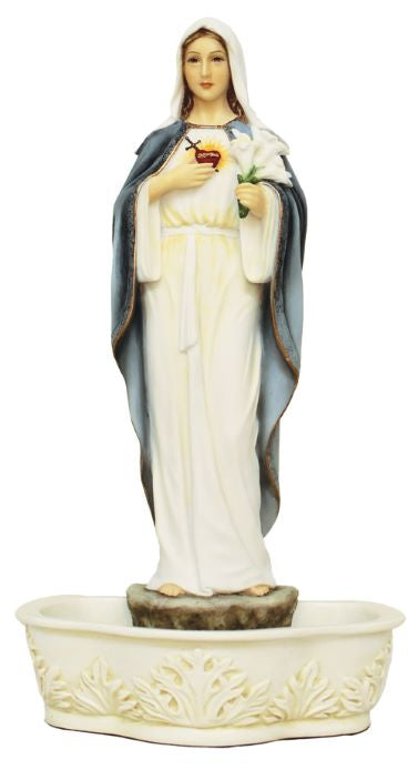 Immaculate Heart of Mary Holy Water Font in Full Color