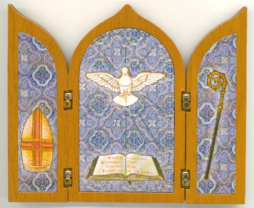 Confirmation Wood Triptych 4 inches high