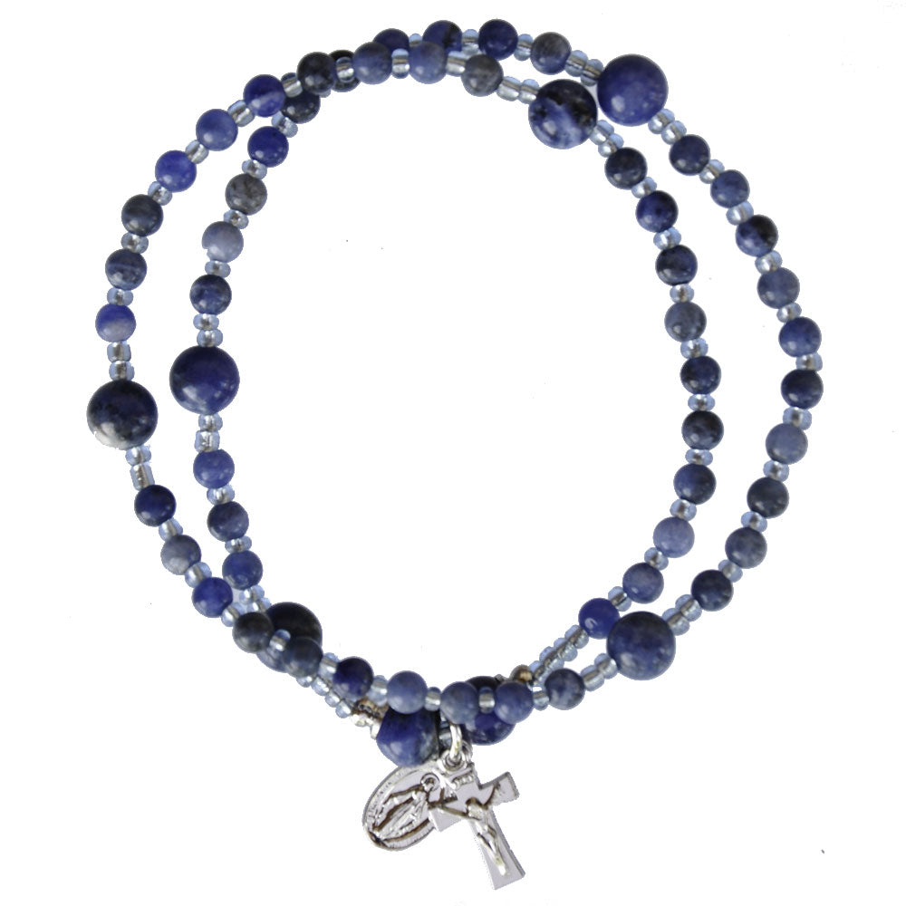 4mm Genuine Blue Sodalite Twistable Rosary Bracelet