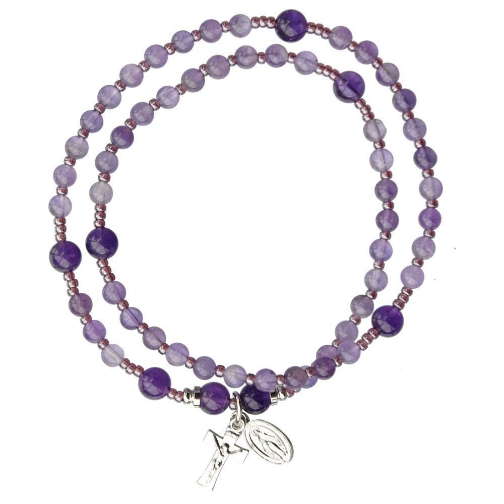 4mm Genuine Amethyst Twistable Rosary Bracelet