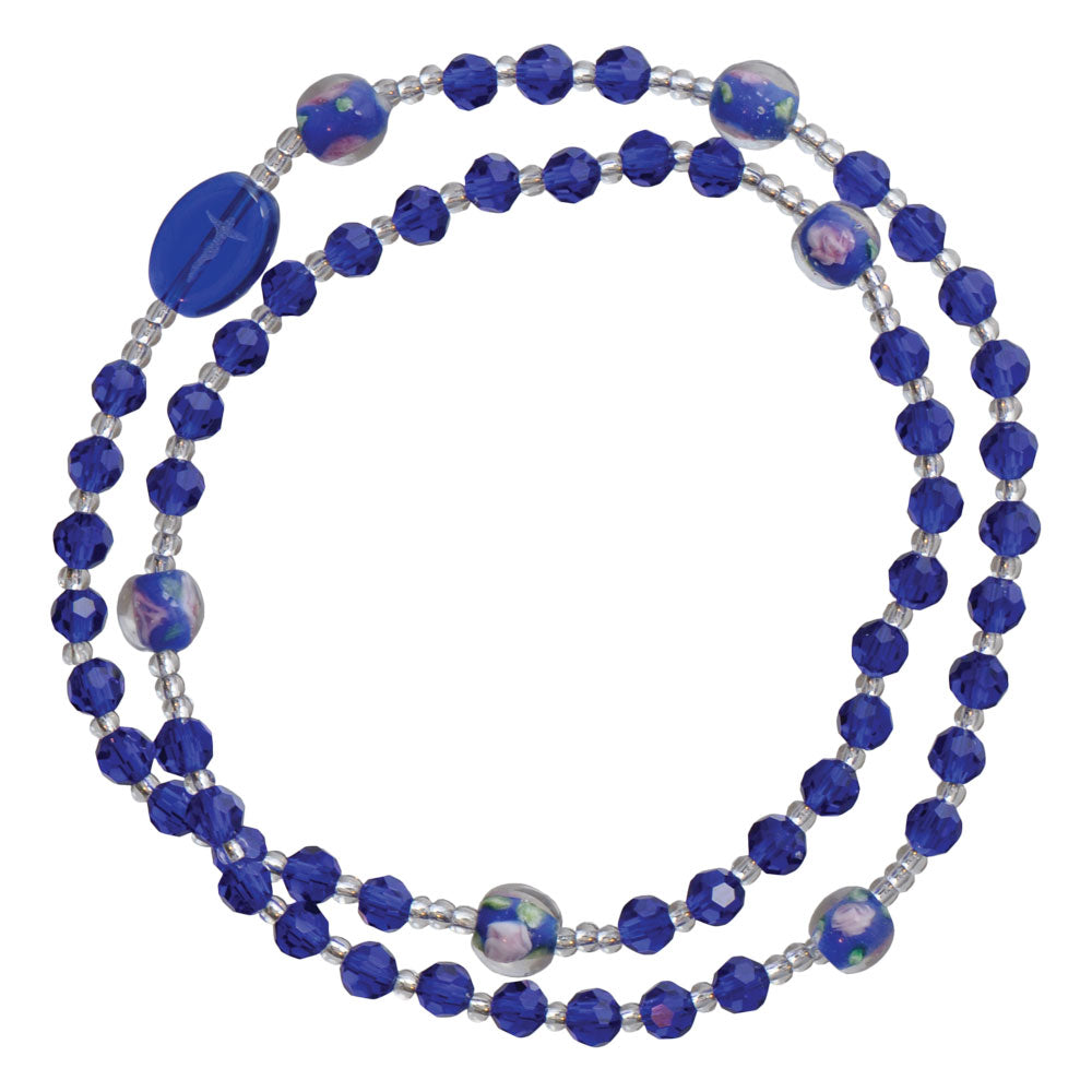 4mm Blue Genuine Crystal Twistable Rosary Bracelet