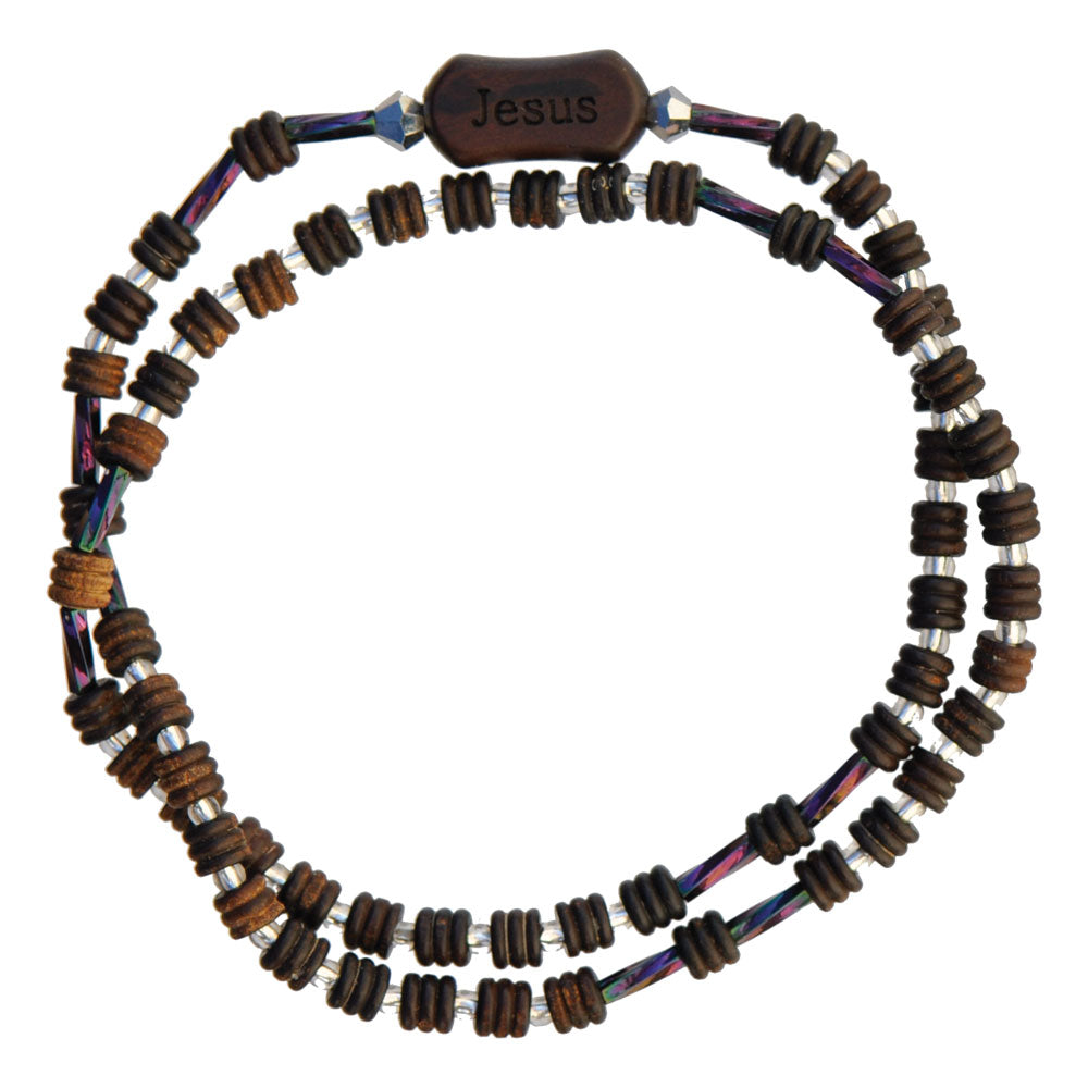 4mm Carved Jujube Wood Twistable Rosary Bracelet