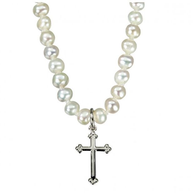 4mm Freshwater Pearl Necklace with Cross