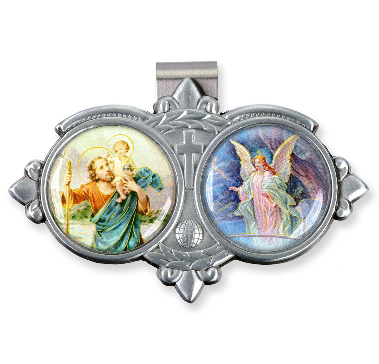 Color Guardian Angel & St Chris Visor Clip VR620
