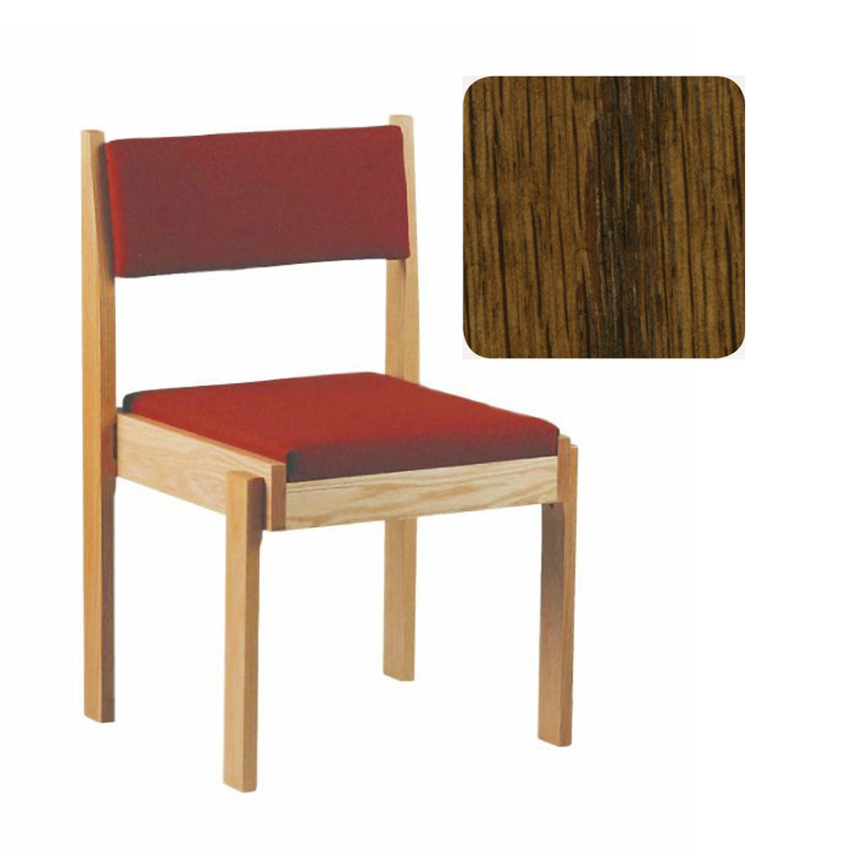 Dark Oak Finish Stacking Wood Upholstered Chair 93C