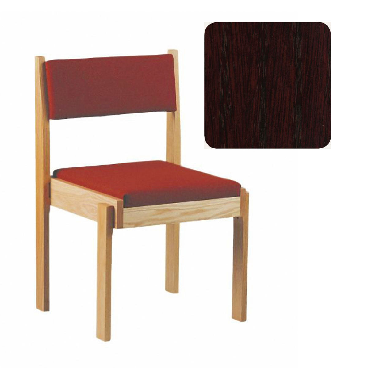 Mahogany Finish Stacking Wood Upholstered Chair 93C