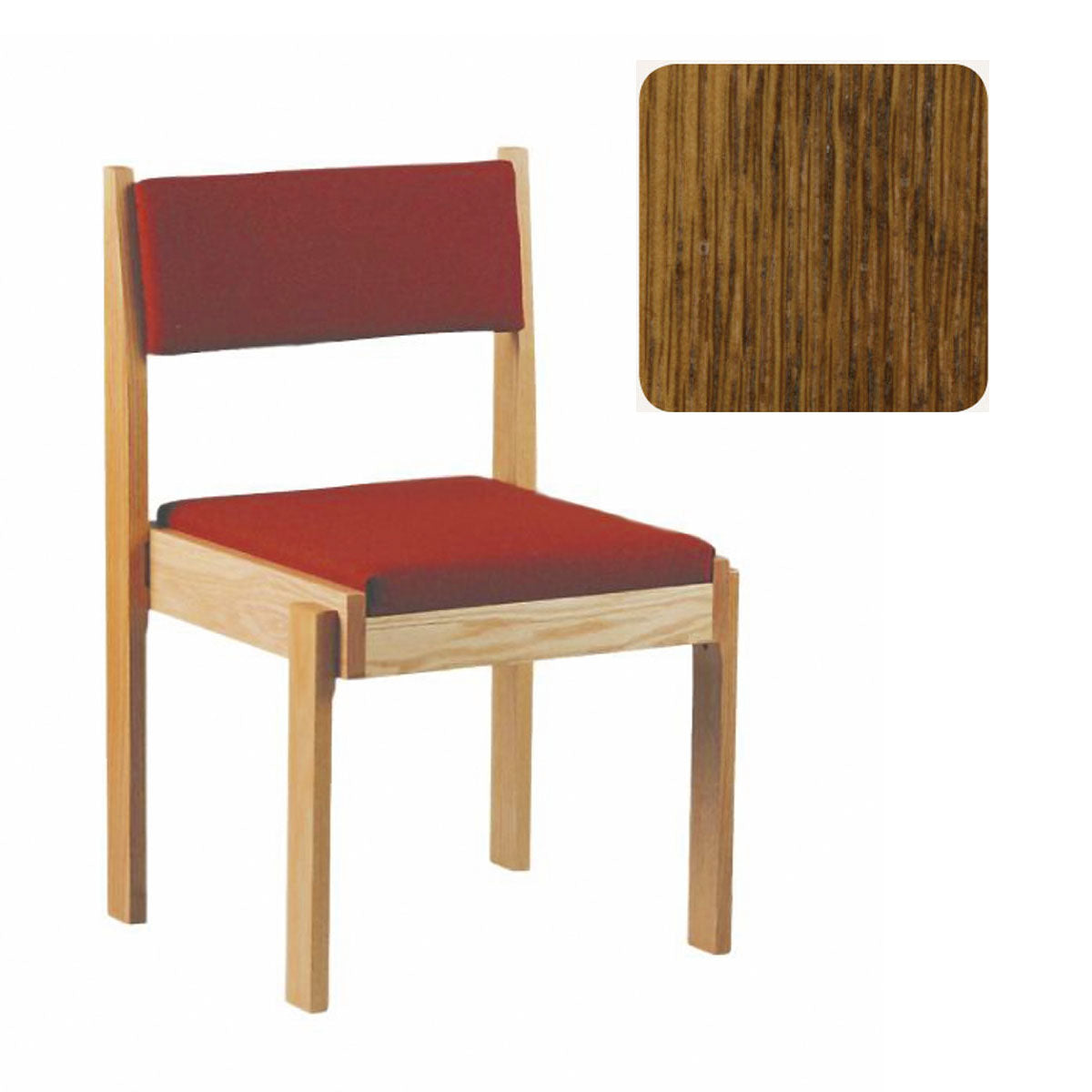 Medium Oak Finish Stacking Wood Upholstered Chair 93C