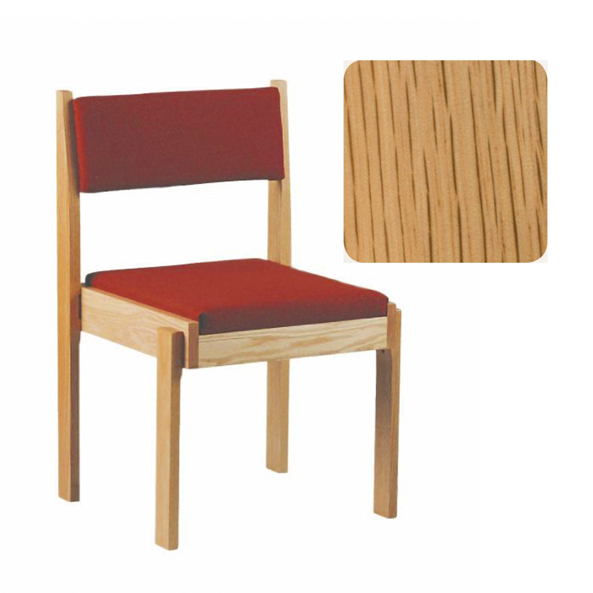 Natural Oak Finish Stacking Wood Upholstered Chair 93C