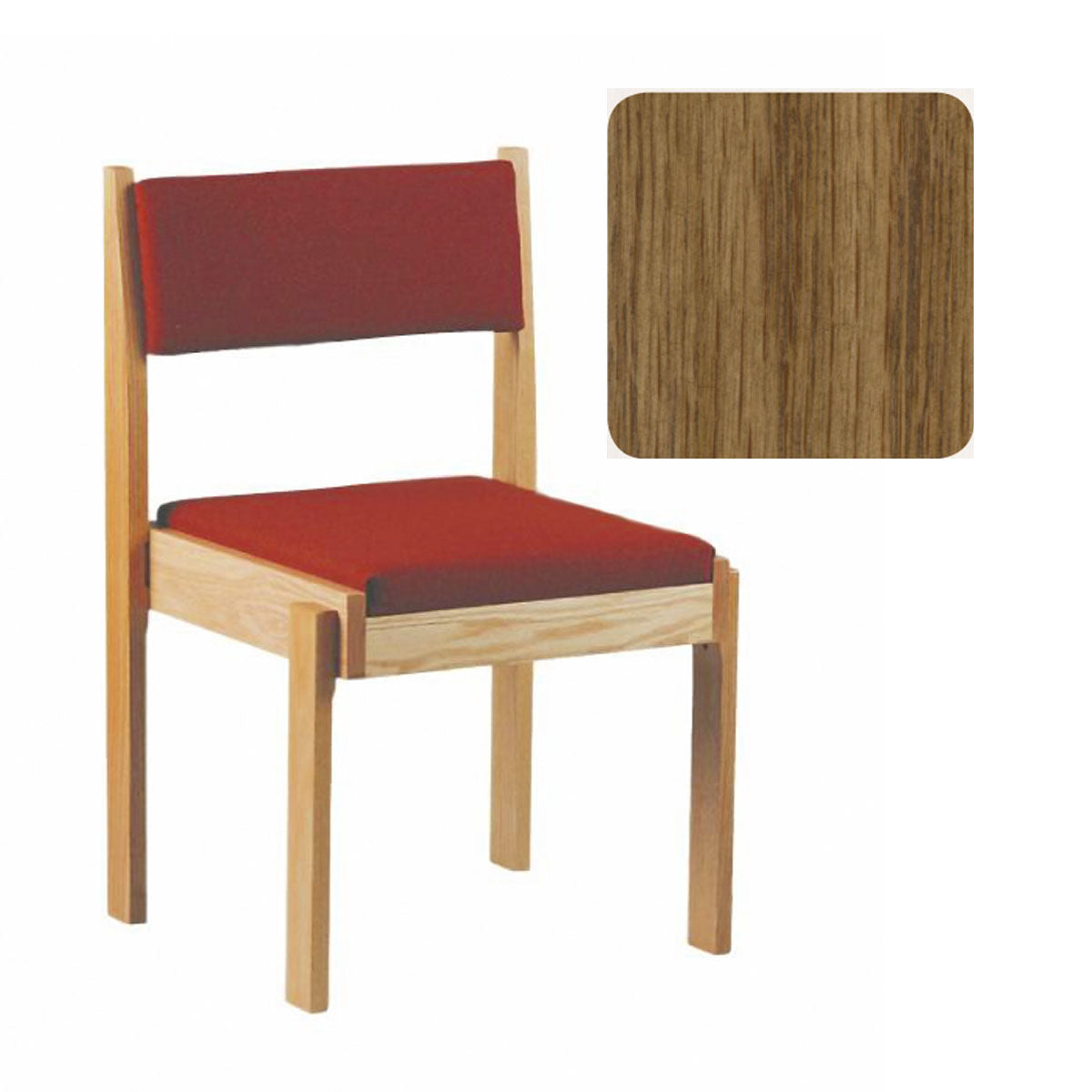 Pecan Finish Stacking Wood Upholstered Chair 93C