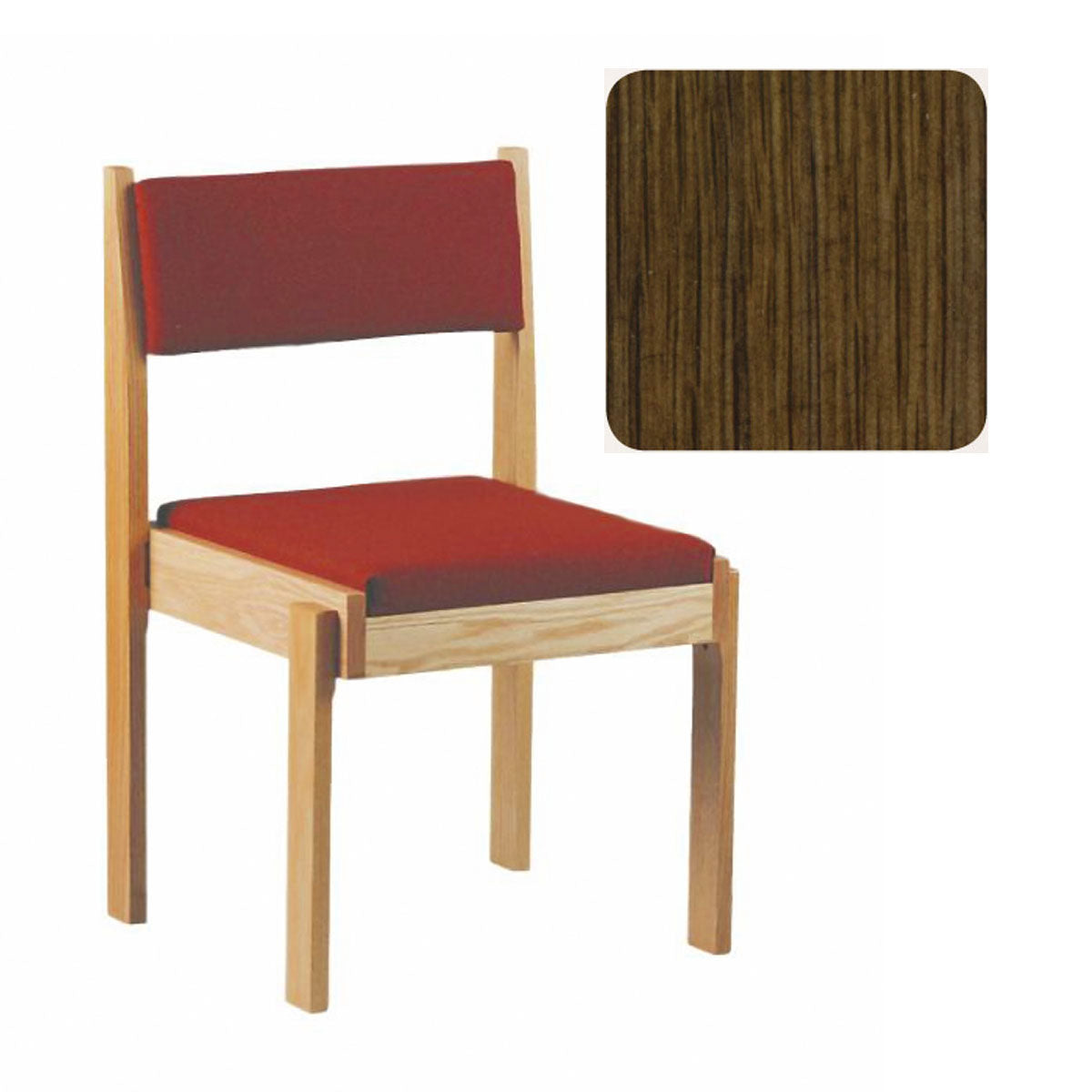 Walnut Finish Stacking Wood Upholstered Chair 93C