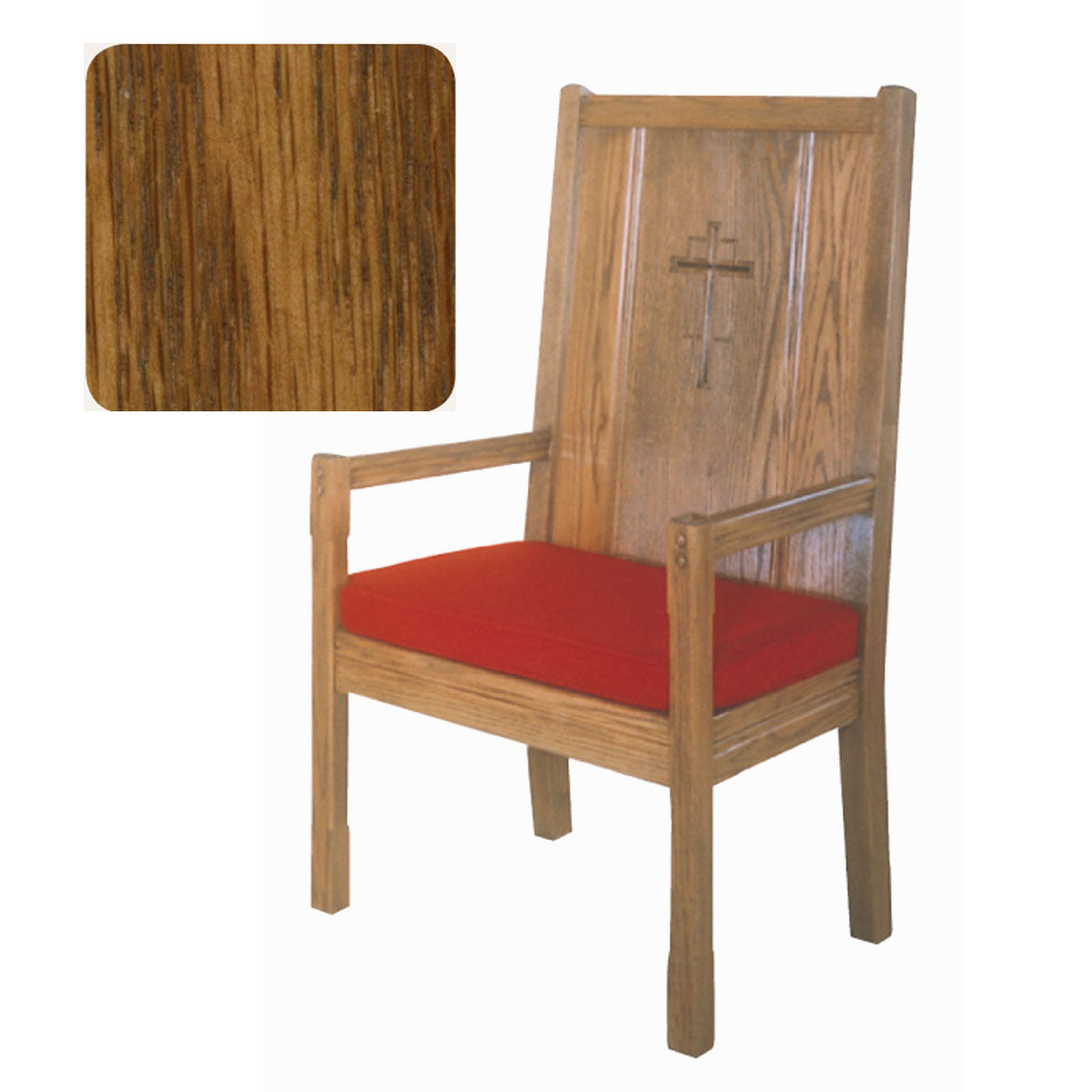 Amber Finish High Back Presider Chair with Cushion 65H