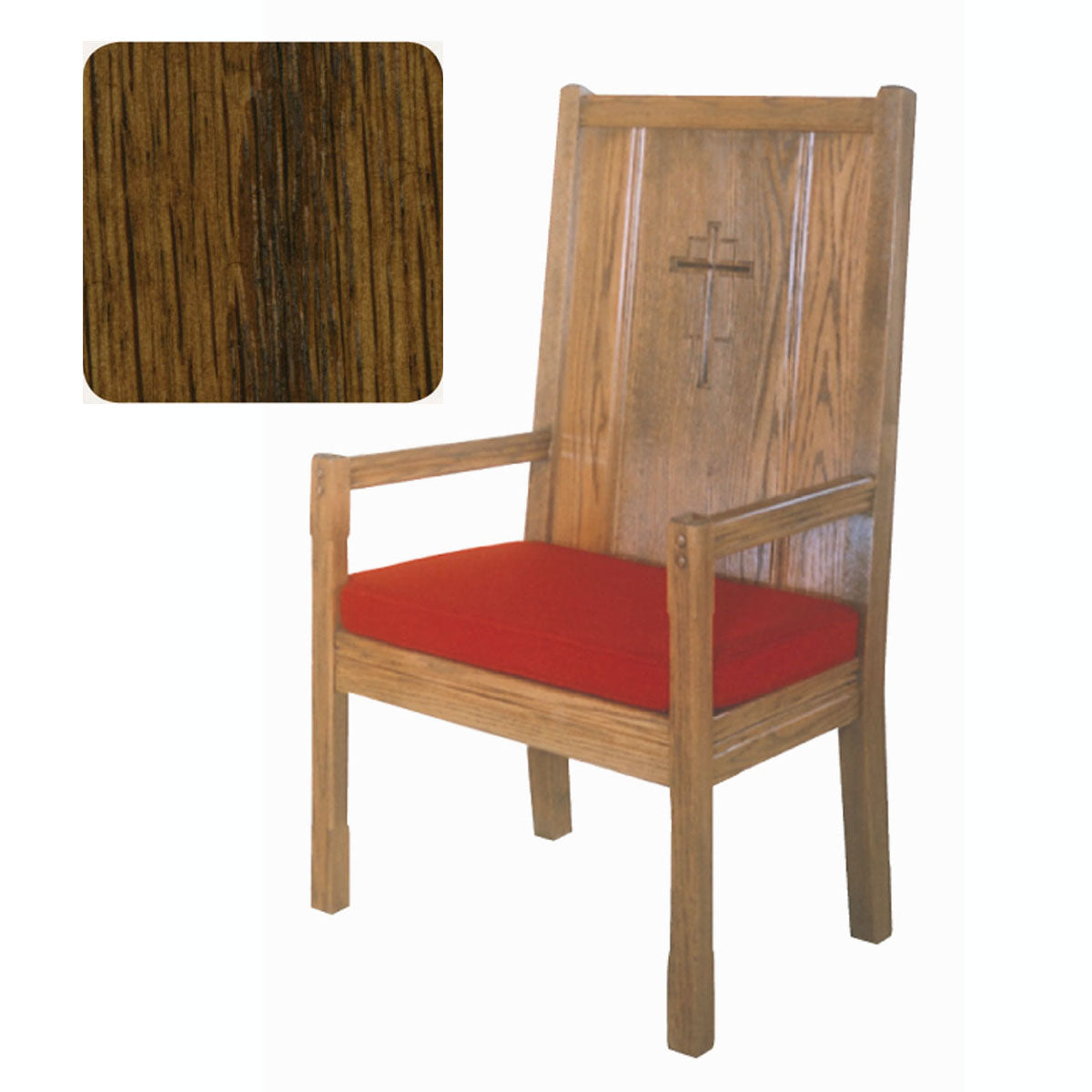 Dark Oak Finish High Back Presider Chair with Cushion 65H