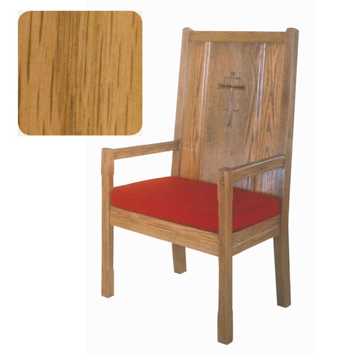Fruitwood Finish High Back Presider Chair with Cushion 65H