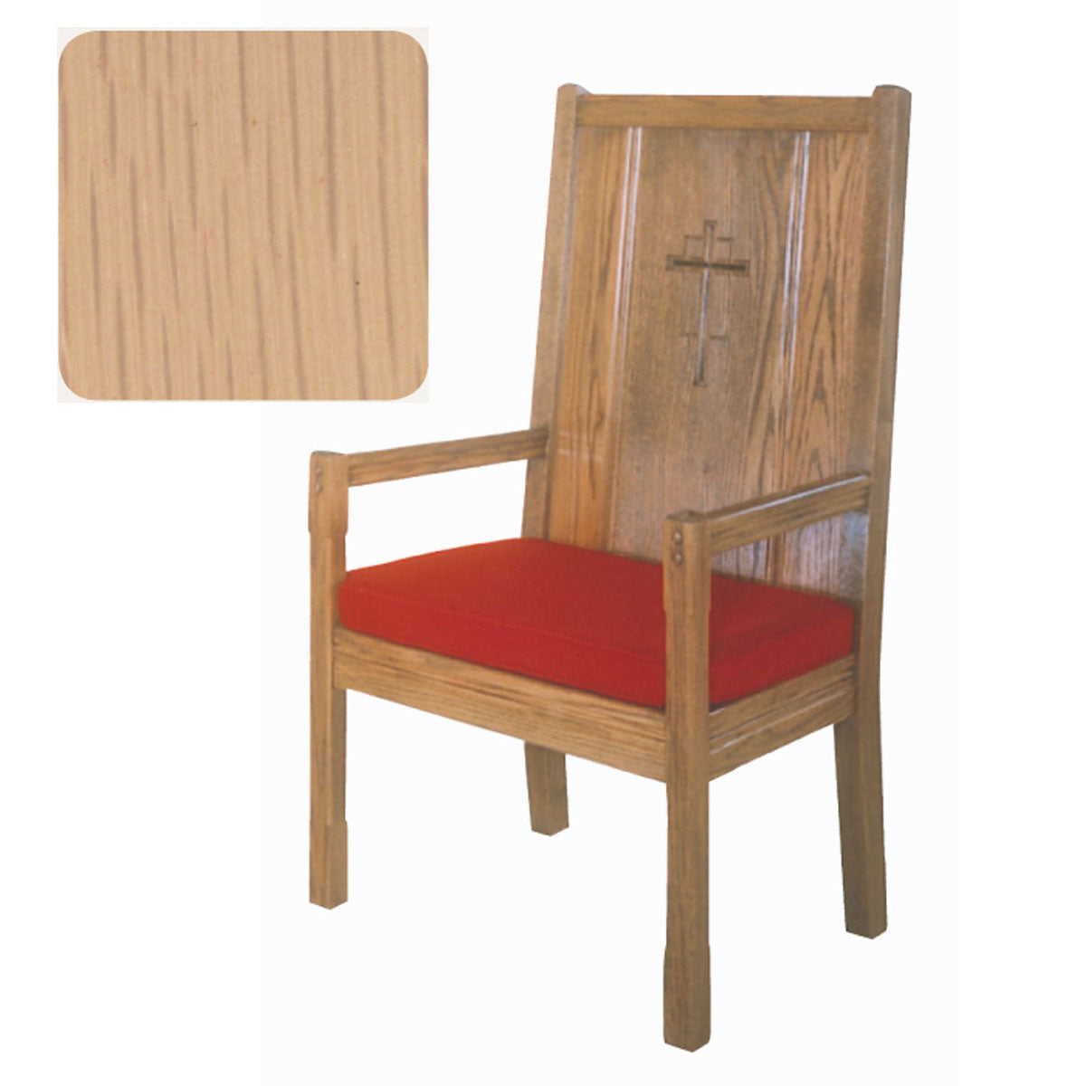 Limed Oak Finish High Back Presider Chair with Cushion 65H