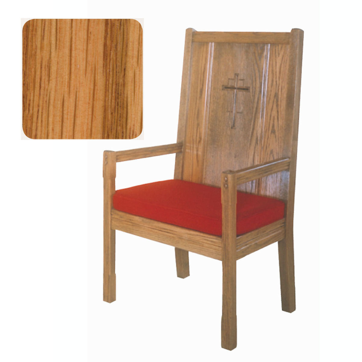 Light Oak Finish High Back Presider Chair with Cushion 65H