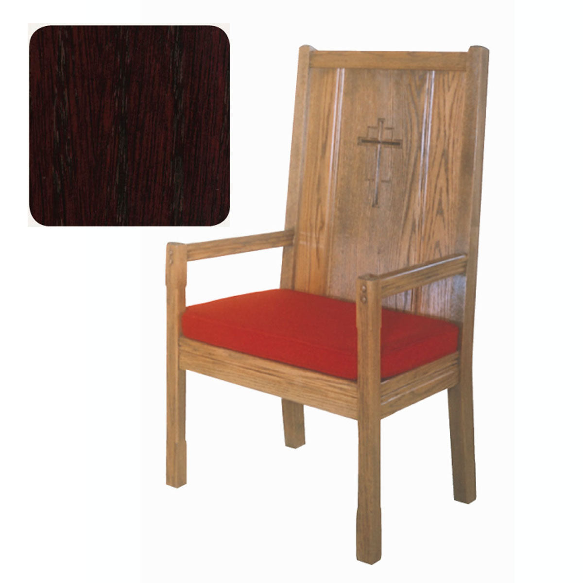 Mahogany Finish High Back Presider Chair with Cushion 65H