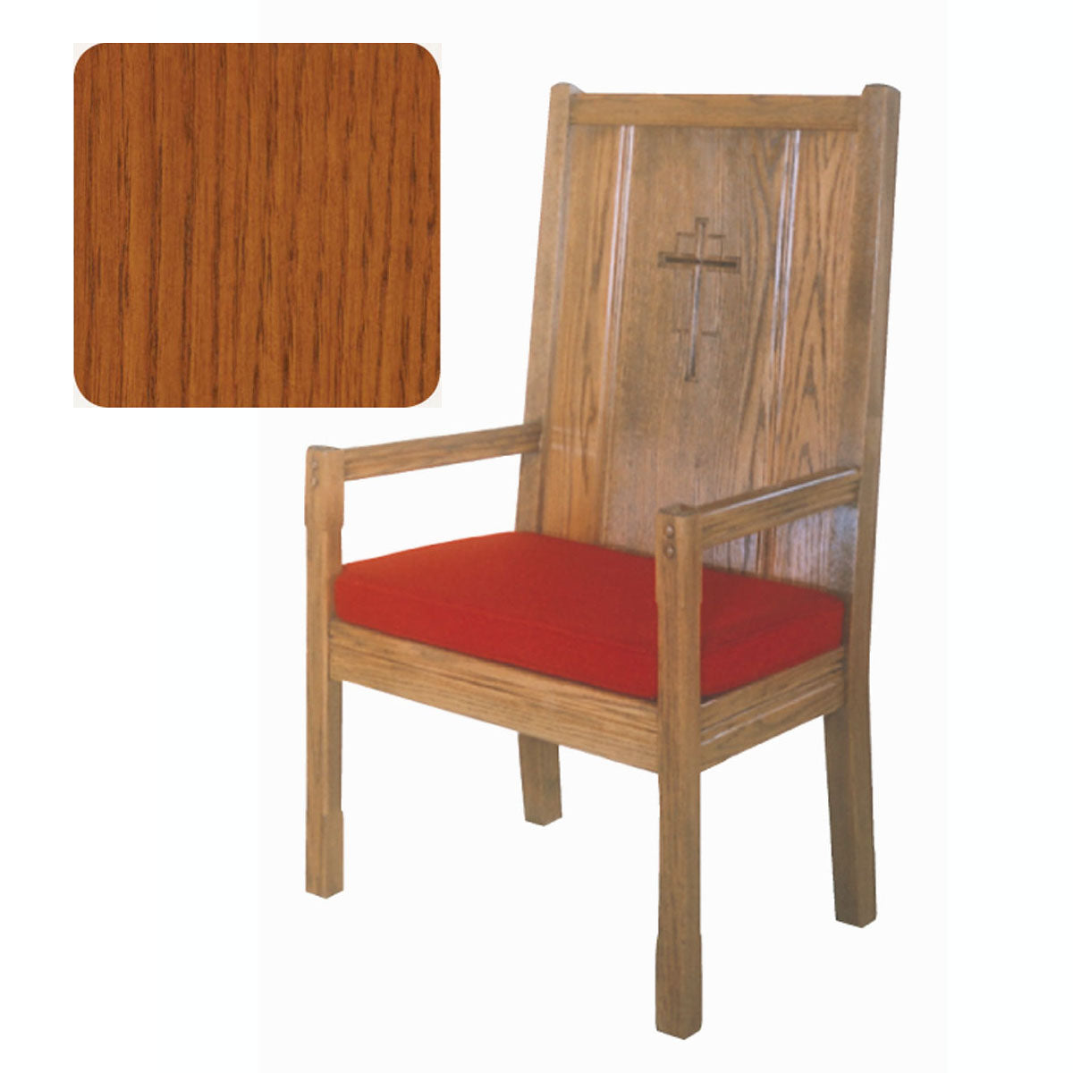 Sunset Finish High Back Presider Chair with Cushion 65H