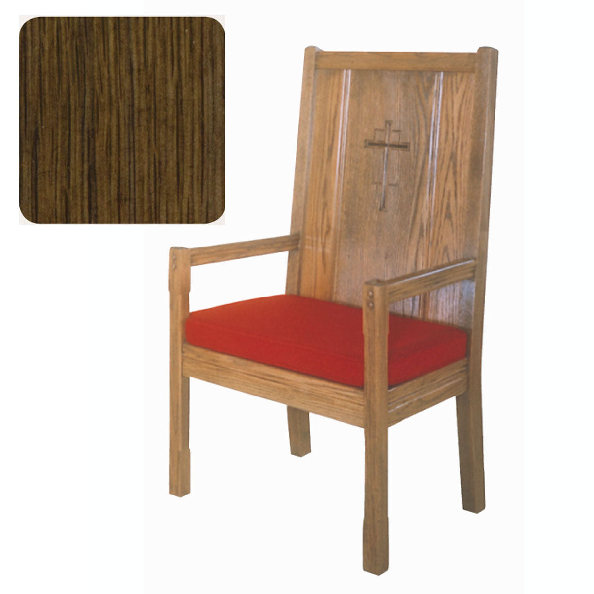 Walnut Finish High Back Presider Chair with Cushion 65H