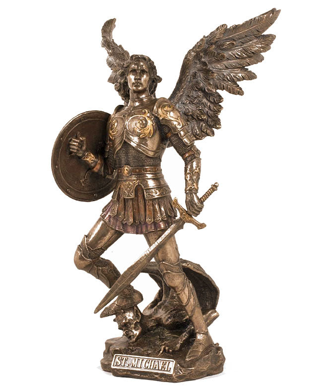 Saint Michael the Archangel Bronze Statue - 12-1/2 inches