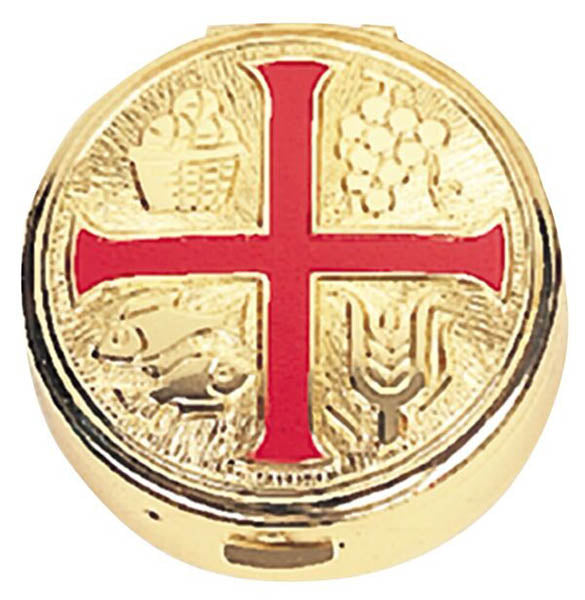 Red Enamel Cross Pyx K125