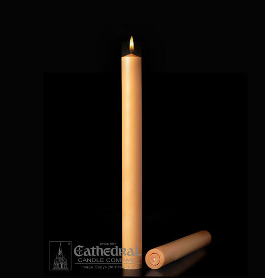 1-1/2x17 inch Unbleached 51% Beeswax Altar Candles 12ct