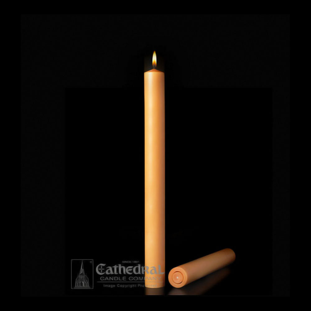 1-1/2x17 inch Unbleached 51% Beeswax Altar Candles 12ct