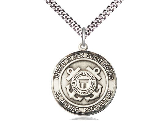 St Michael Coast Guard Medal on 24 inchChain 1184RSS3