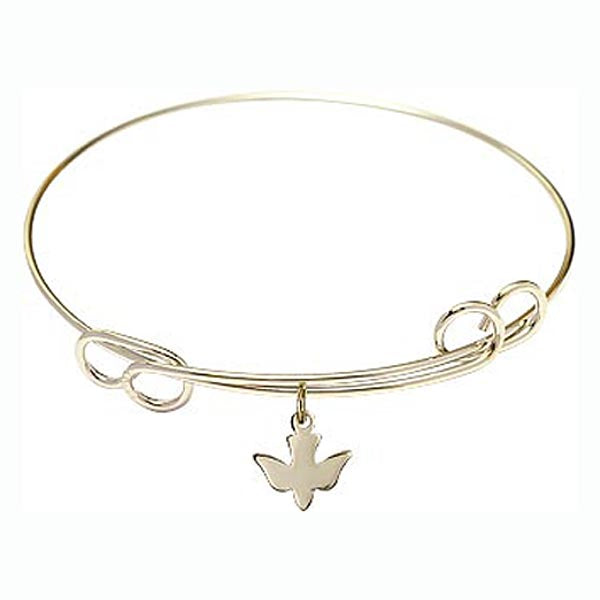 Gold Bangle Bracelet with Holy Spirit Charm B4200RG-0225GF