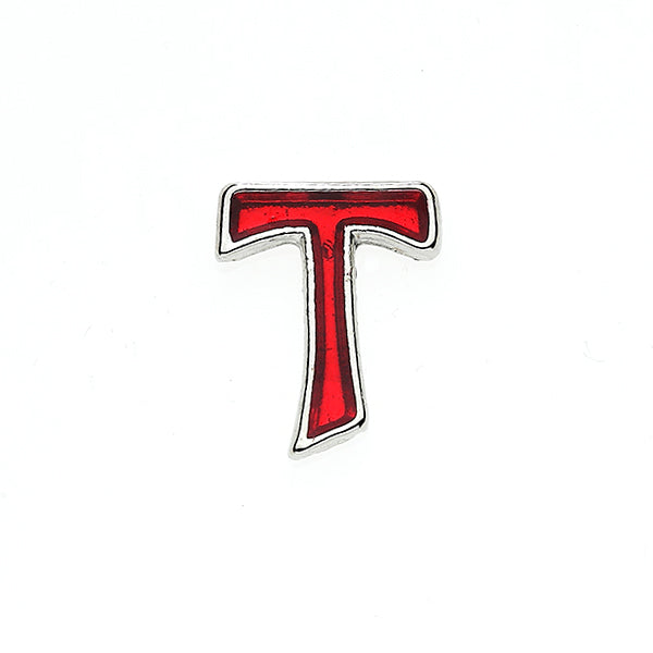 Tau Cross Lapel Pin with Red Enameling
