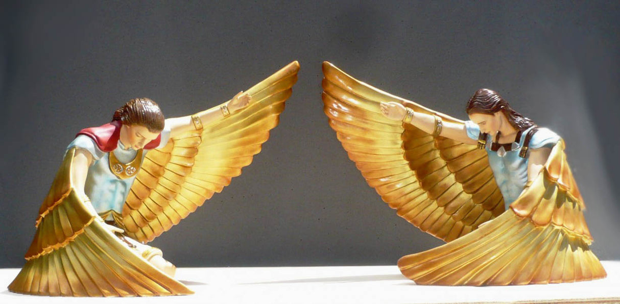 Custodial Adoration Angel Statue Set in Full Color