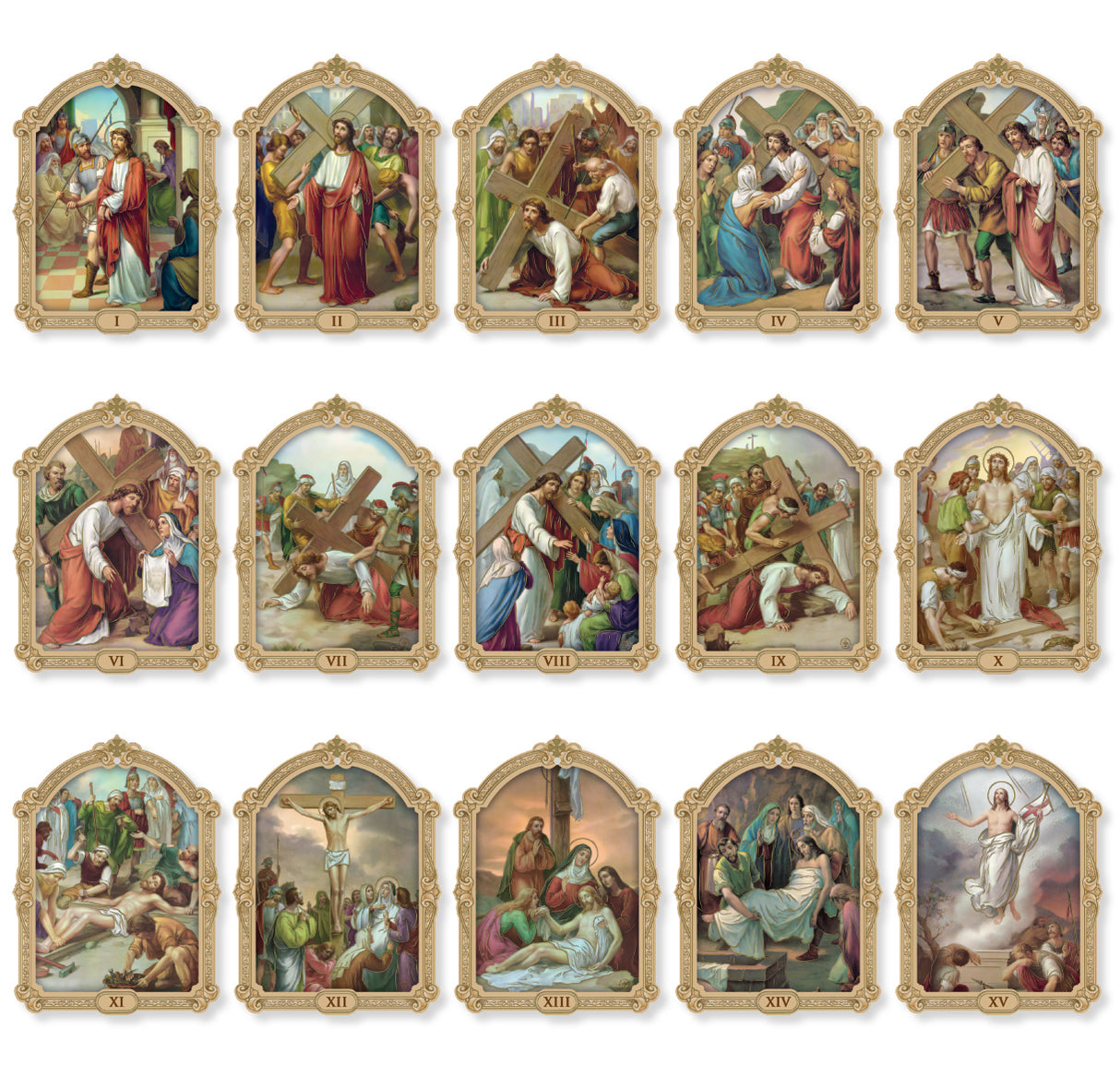 Small Stations Of The Cross Plaque Set 2-3/4 x 3-3/4 inches
