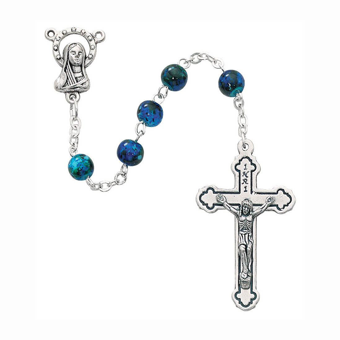 Value 6mm Blue Swirl Italian Rosary P3BLR
